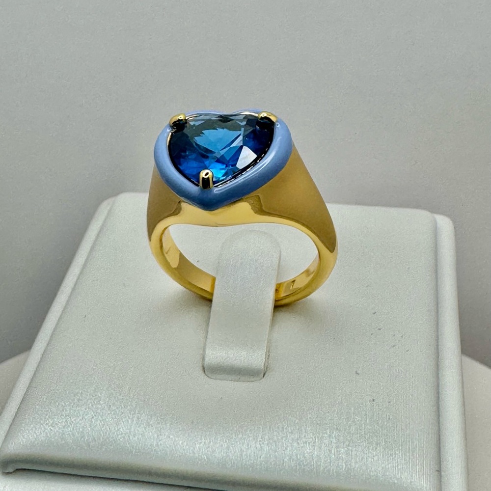 KATE SPADE 💙 Blue Heart Sweetheart Signet Ring NWT - (7) - Picture 3 of 5